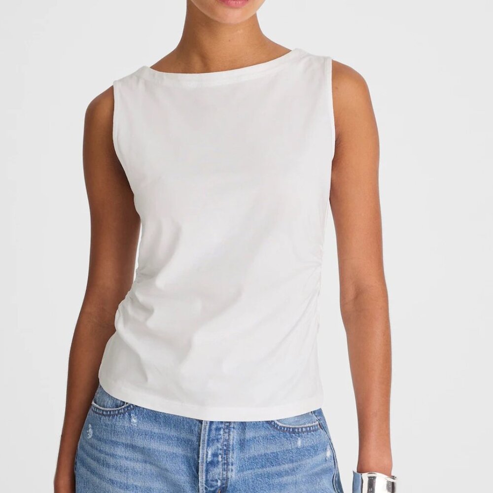 Madewell Cinched Crewneck Tank in White size XS NX569